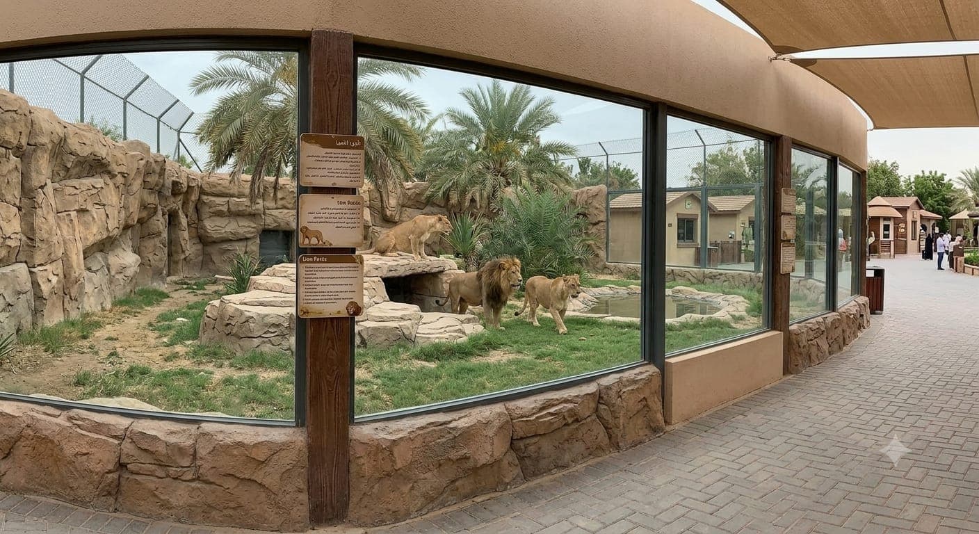 Lions in the open enclosure at the Tuzla lion park